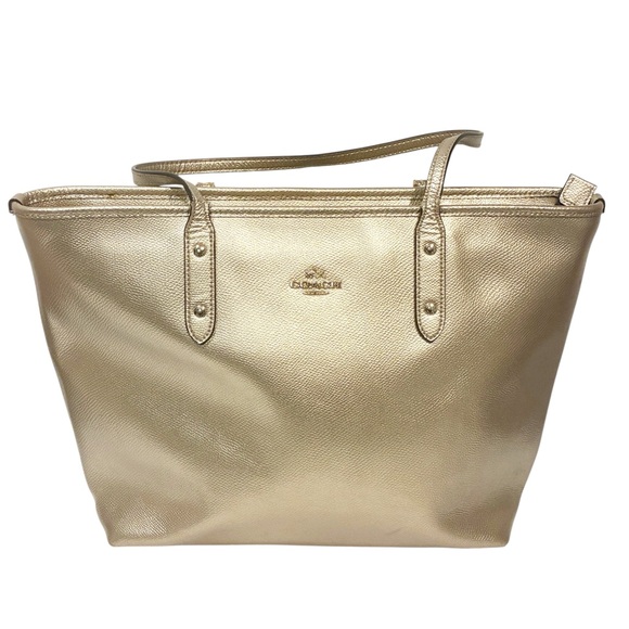 Coach Rose Platinum Gold Leather Avenue Tote - Picture 1 of 6